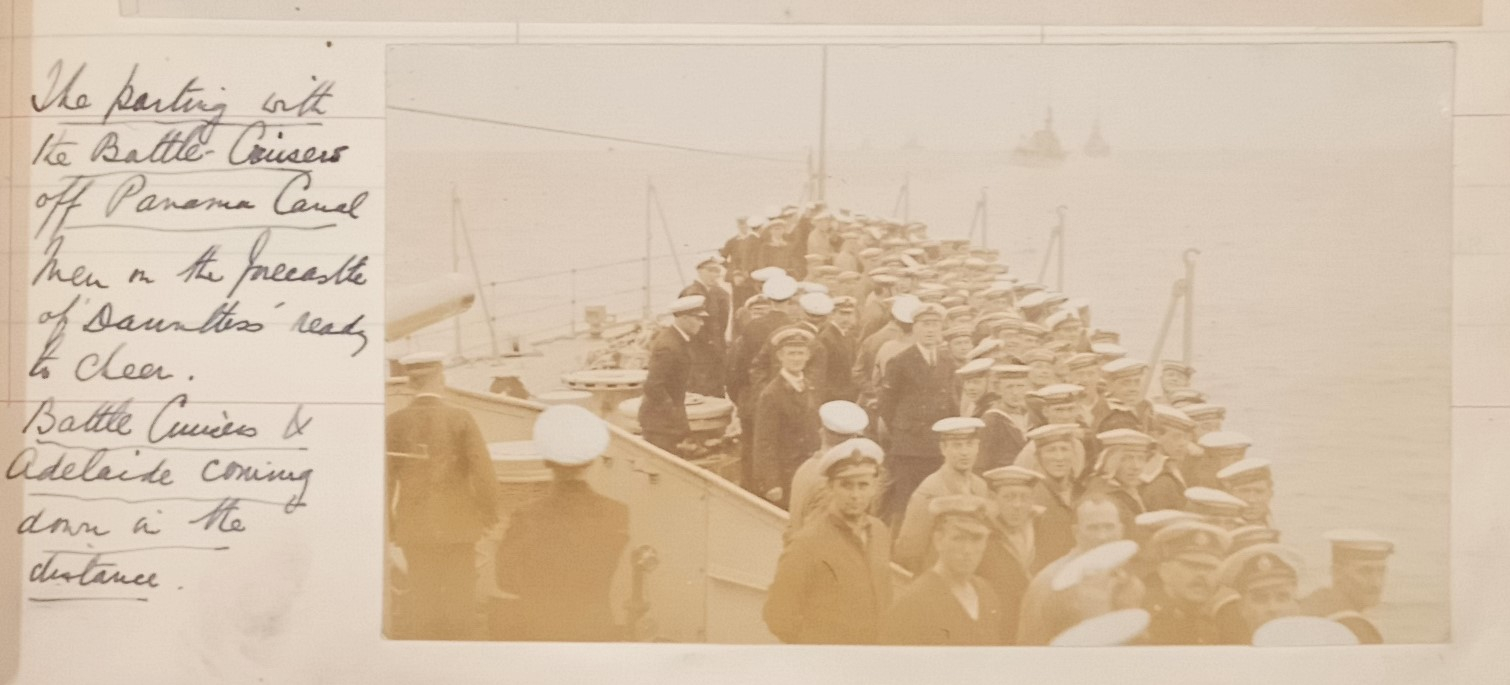 HMS Dauntless's crew as the depart the Panama Canal. 