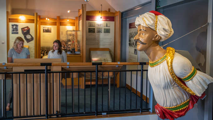 The figurehead of HMS Trincomalee and it's surroundings at the National Museum of the Royal Navy Hartlepool