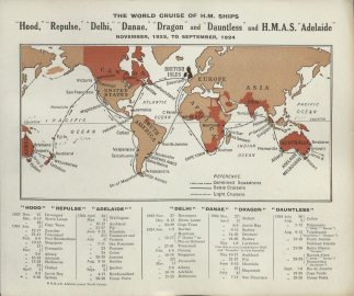 Map showing the route that the British Special Squadron will take. 