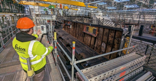 Work being done on the scaffold around HMS Victory