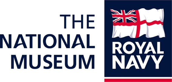 The National Museum of the Royal Navy logo, a white ensign flag against a blue background. 