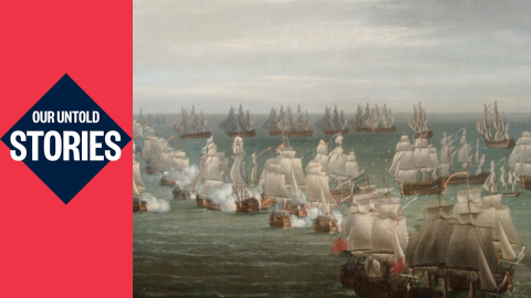 Historic Painting of ships in the sea