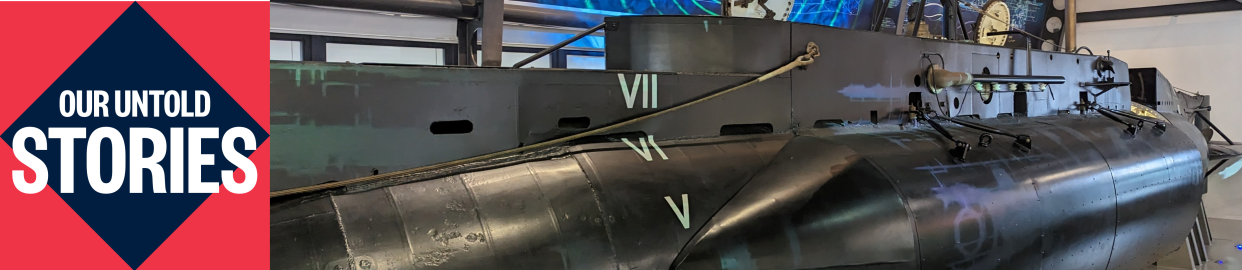 The untold stories logo next to the X24 submarine