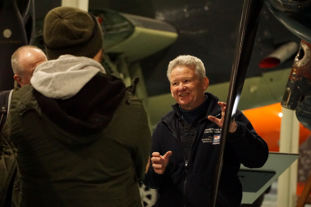 A volunteer talking about the Fleet Air Arm collection of aircraft. 