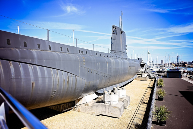 Outside shot of HMS Alliance submarine