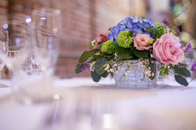 Flower display on table