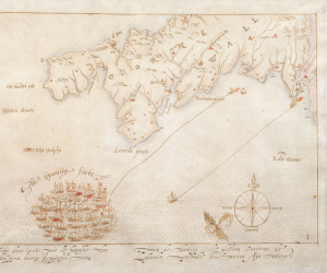 Map showing Spanish fleet movements during the Spanish Armada. 