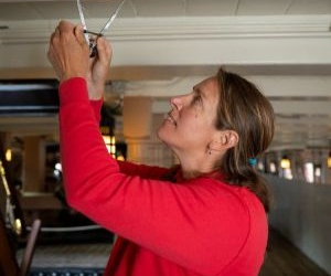 Emily Stokes hard at work onboard HMS Victory