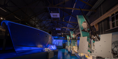 The Night Hunters exhibition with original coastal defence craft.
