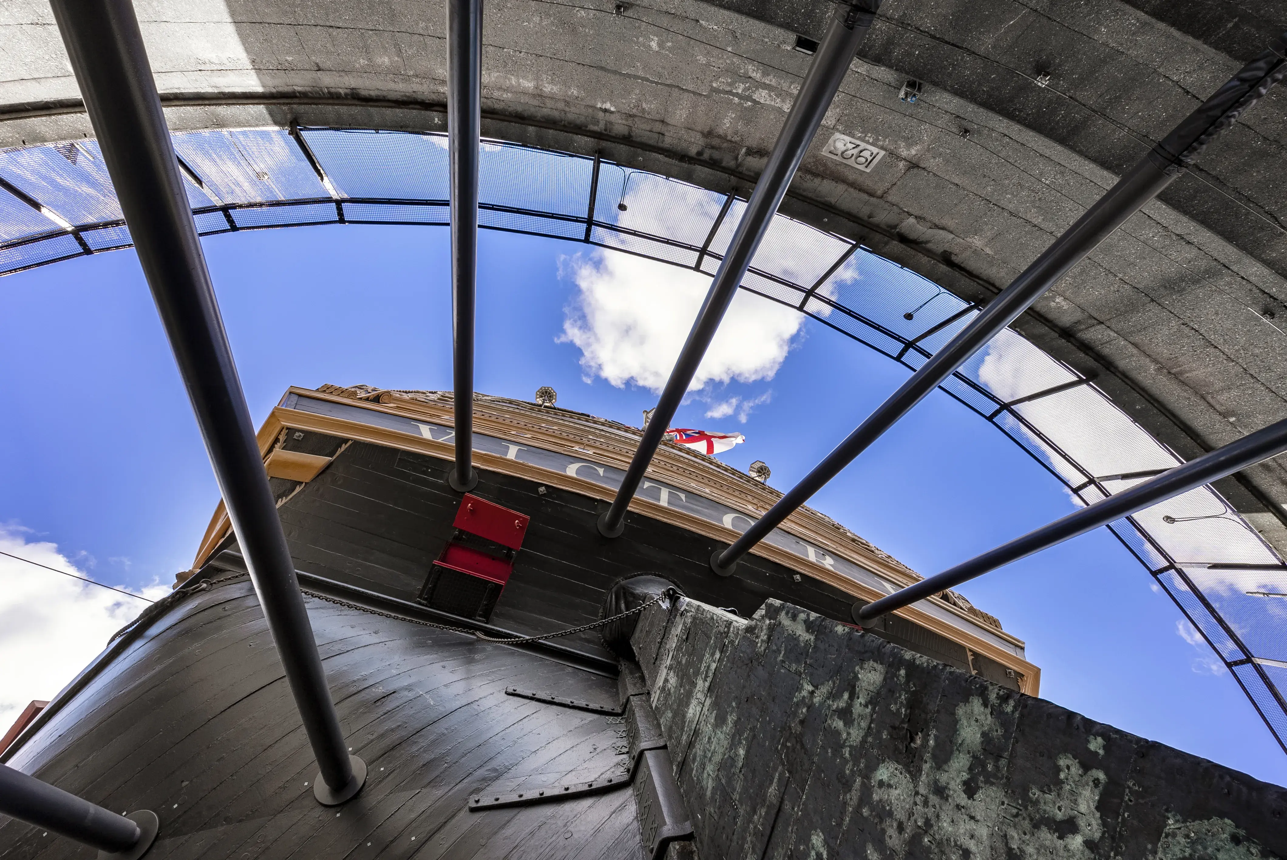HMS Victory's rudder seen from the new under hull walkway.